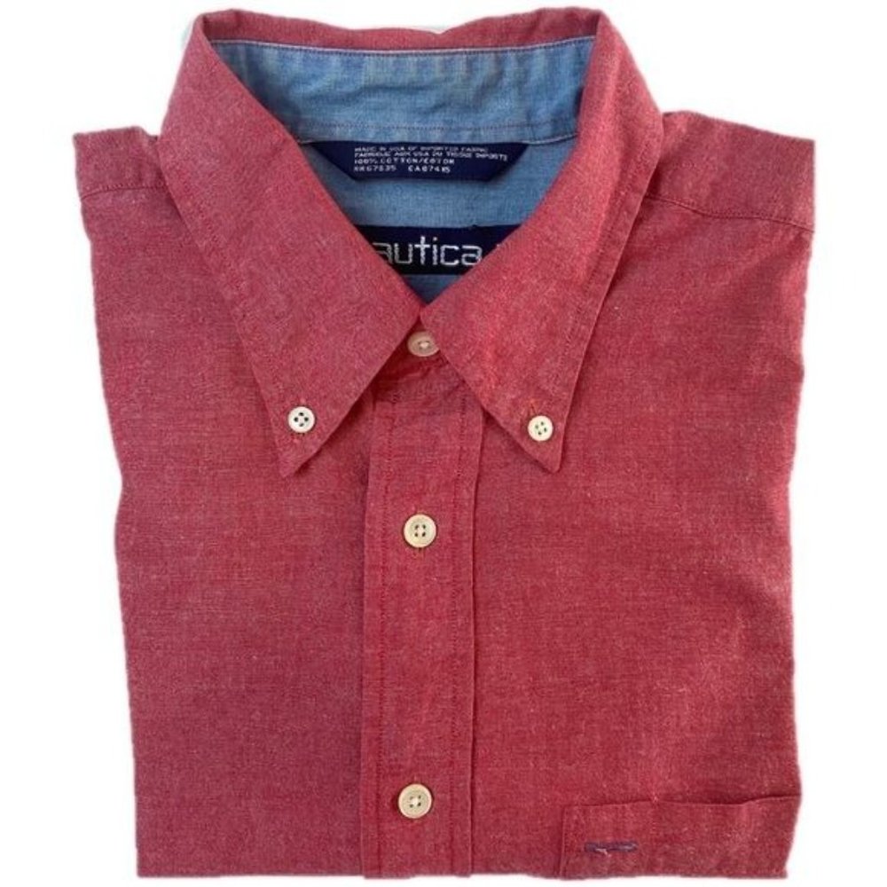 Vintage Nautica Mens Button-down Short Sleeve Casual Shirt Size M - Picture 5 of 7